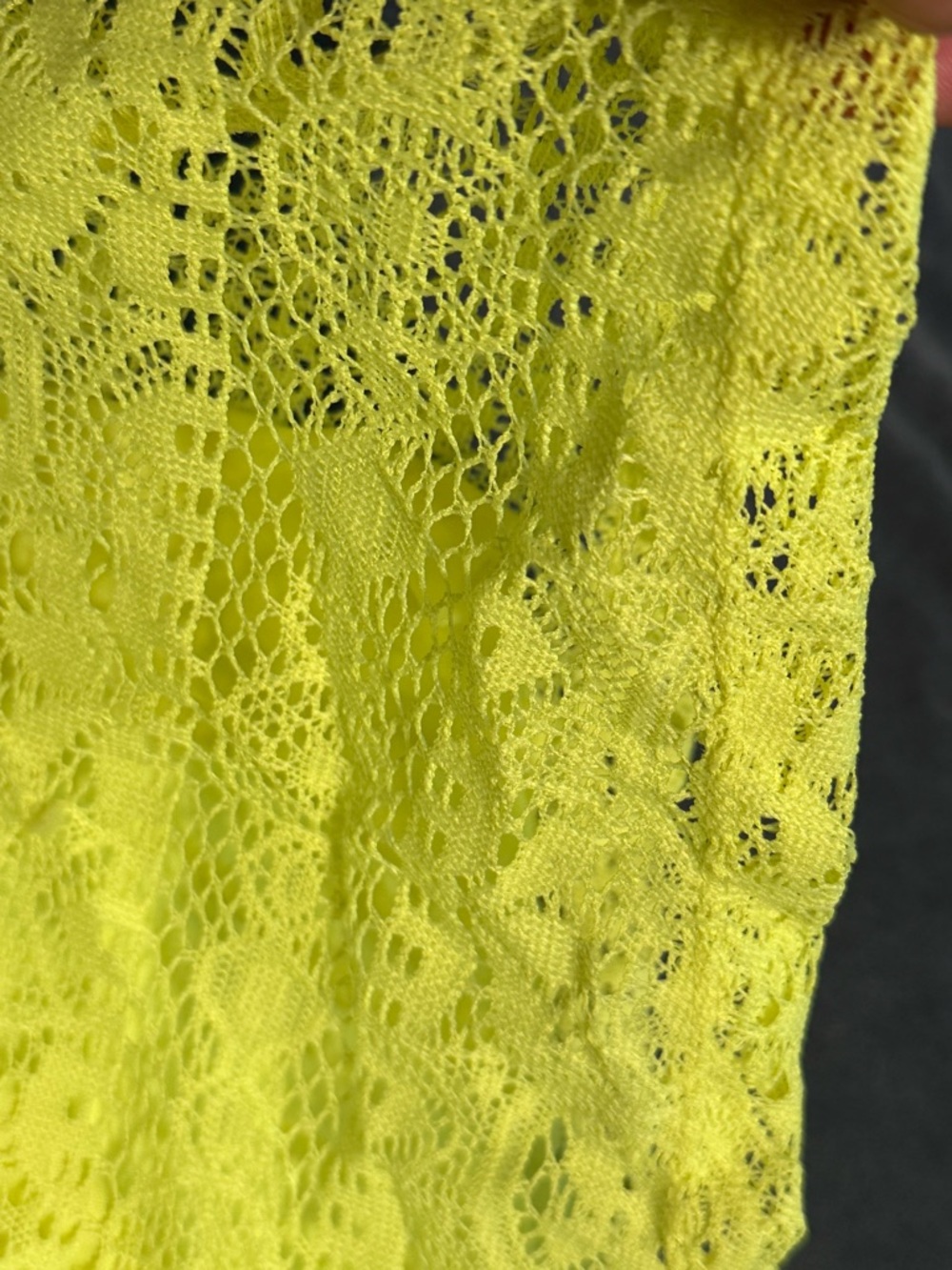 Self Esteem NEON YELLOW Floral Lace Fit & Flare Skater Dress Size Large - Picture 8 of 10